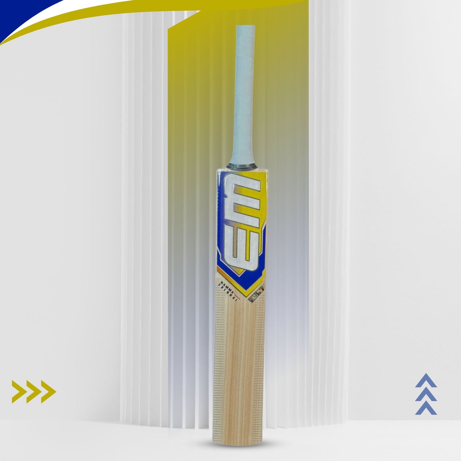 EM Namma Chennai Kashmir Willow Cricket Bat - Short Handle | Leather Ball Cricket Bat for Adults - Best Price online Prokicksports.com