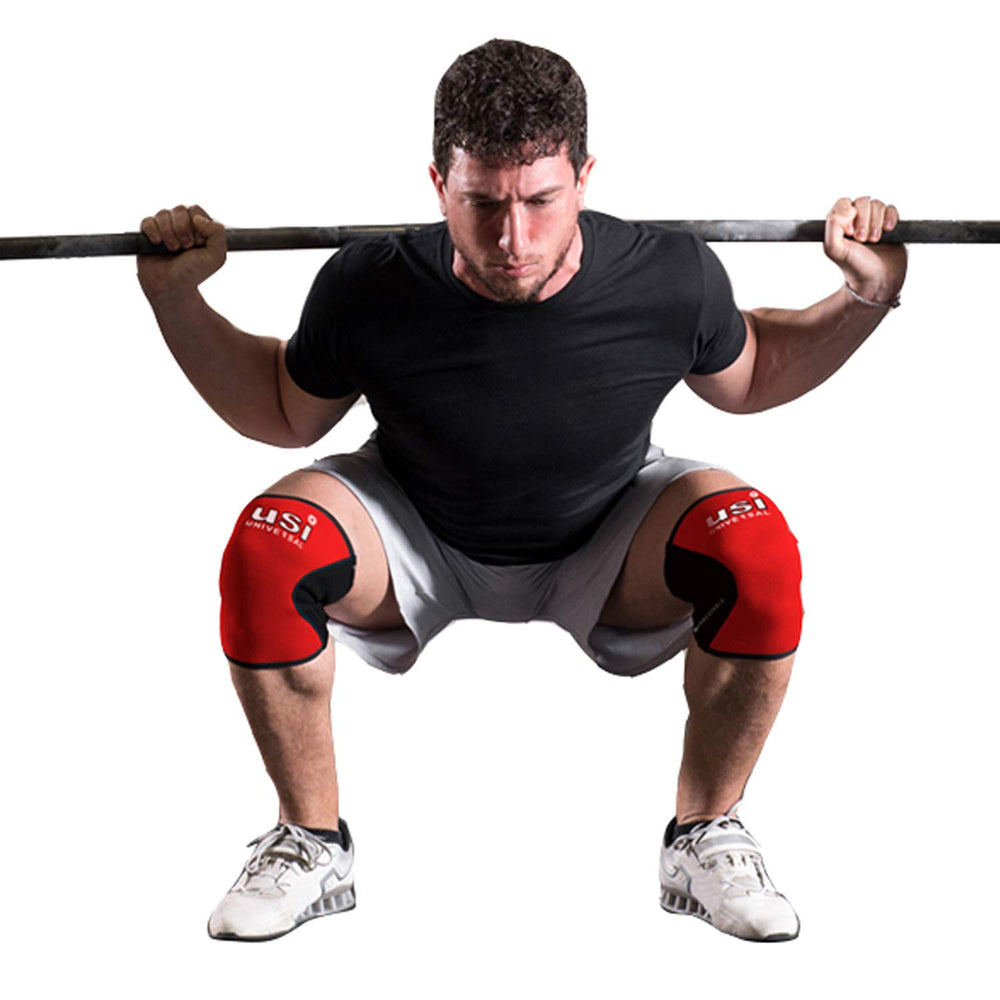 USI Universal KS7 Knee Sleeves Red/Black – Medium Compression Support for Weightlifting, Squats, CrossFit, Powerlifting & Gym Knee Protection - Best Price online Prokicksports.com
