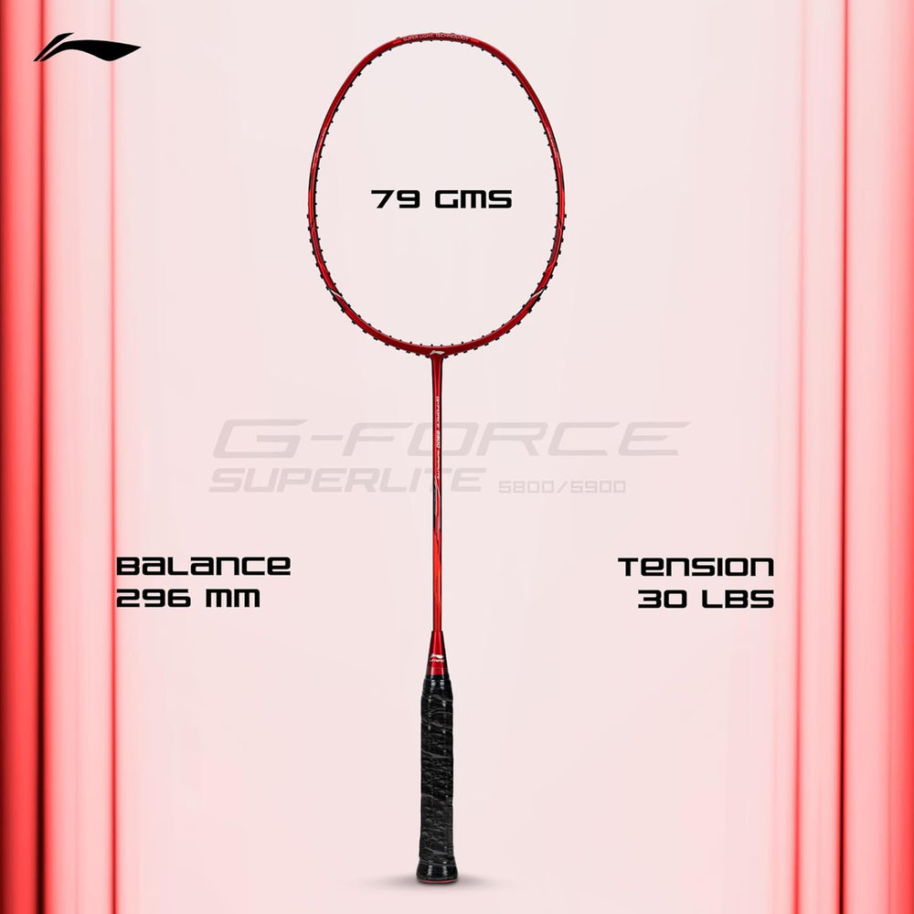 Li-Ning G-Force 5900 Superlite Badminton Racket | Ultra-Light 5U6 | Unstrung Racquet with Superior Control & Power