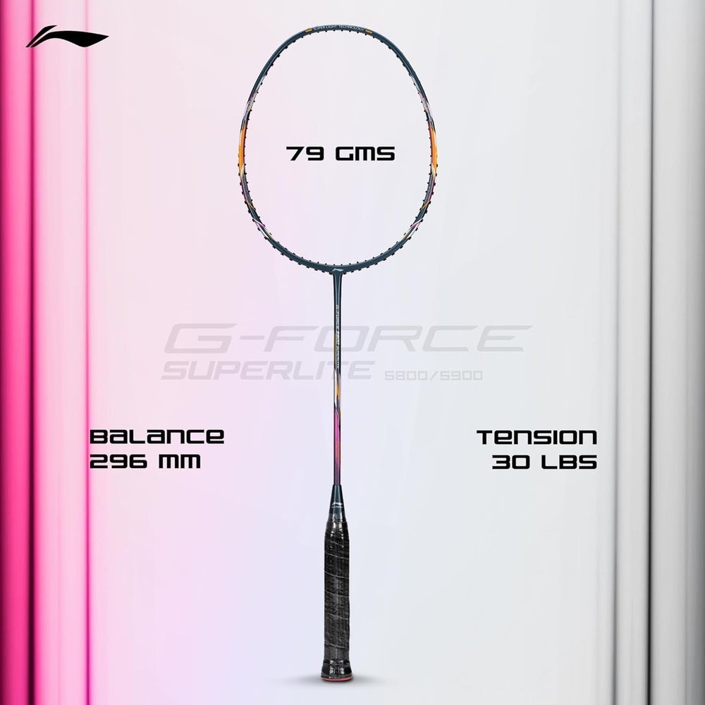 Li-Ning G-Force 5900 Superlite Badminton Racket | Ultra-Light 5U6 | Unstrung Racquet with Superior Control & Power