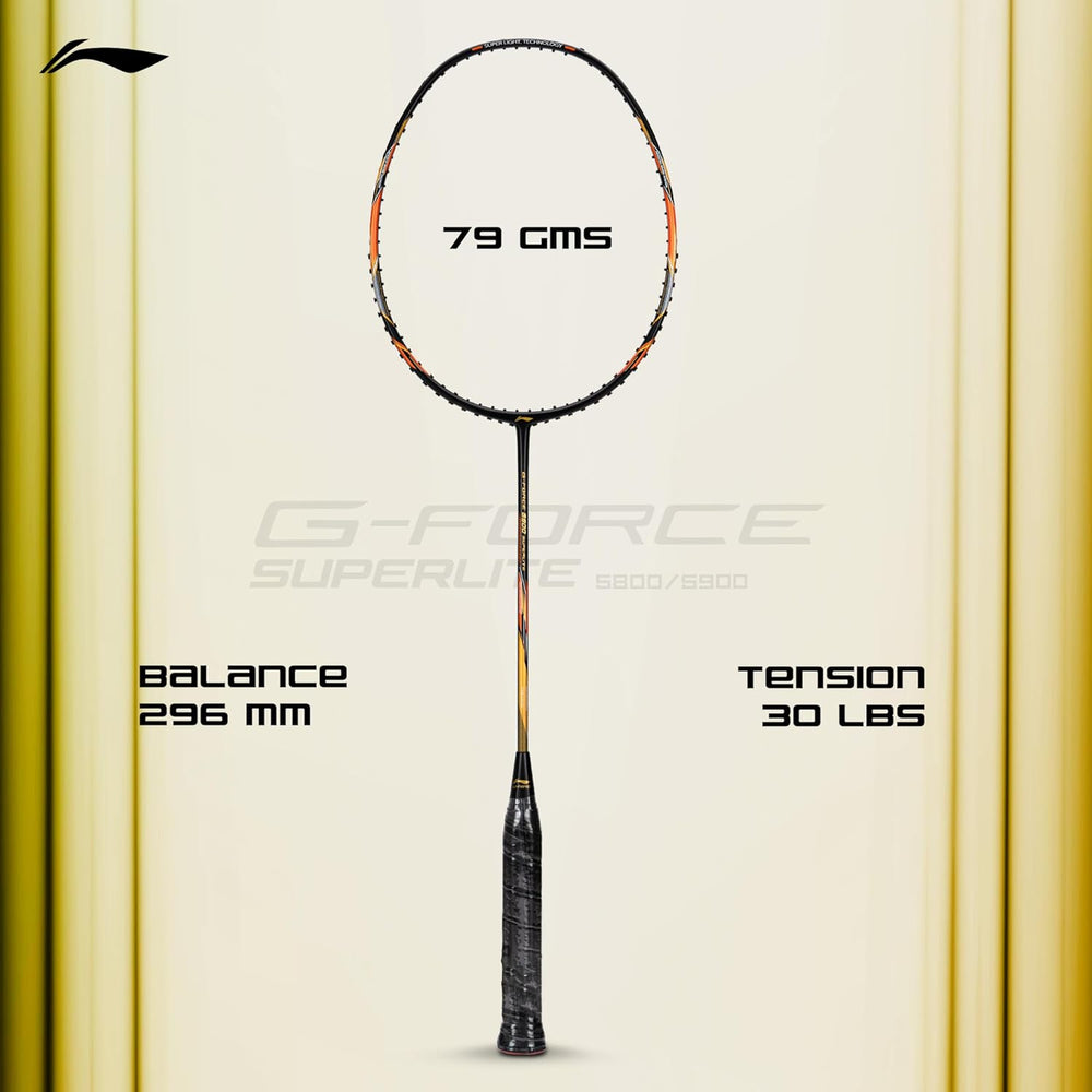 Li-Ning G-Force 5900 Superlite Badminton Racket | Ultra-Light 5U6 | Unstrung Racquet with Superior Control & Power