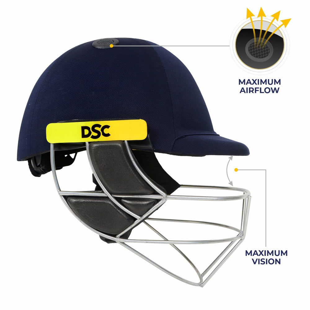 DSC Avenger Pro 2.0 Cricket Helmet (Small, Navy) – High-Grade ABS Shell Helmet with Fixed Grill, Neck Guard & Dual Retention System