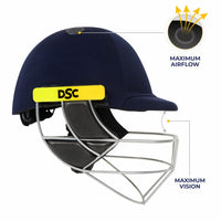 DSC Avenger Pro 2.0 Cricket Helmet (Small, Navy) – High-Grade ABS Shell Helmet with Fixed Grill, Neck Guard & Dual Retention System