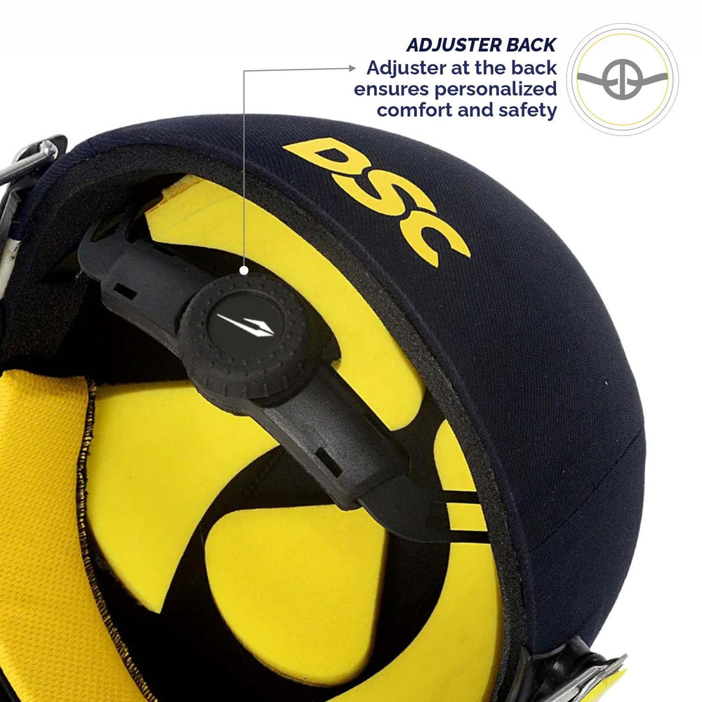 DSC Avenger Pro 2.0 Cricket Helmet (Small, Navy) – High-Grade ABS Shell Helmet with Fixed Grill, Neck Guard & Dual Retention System