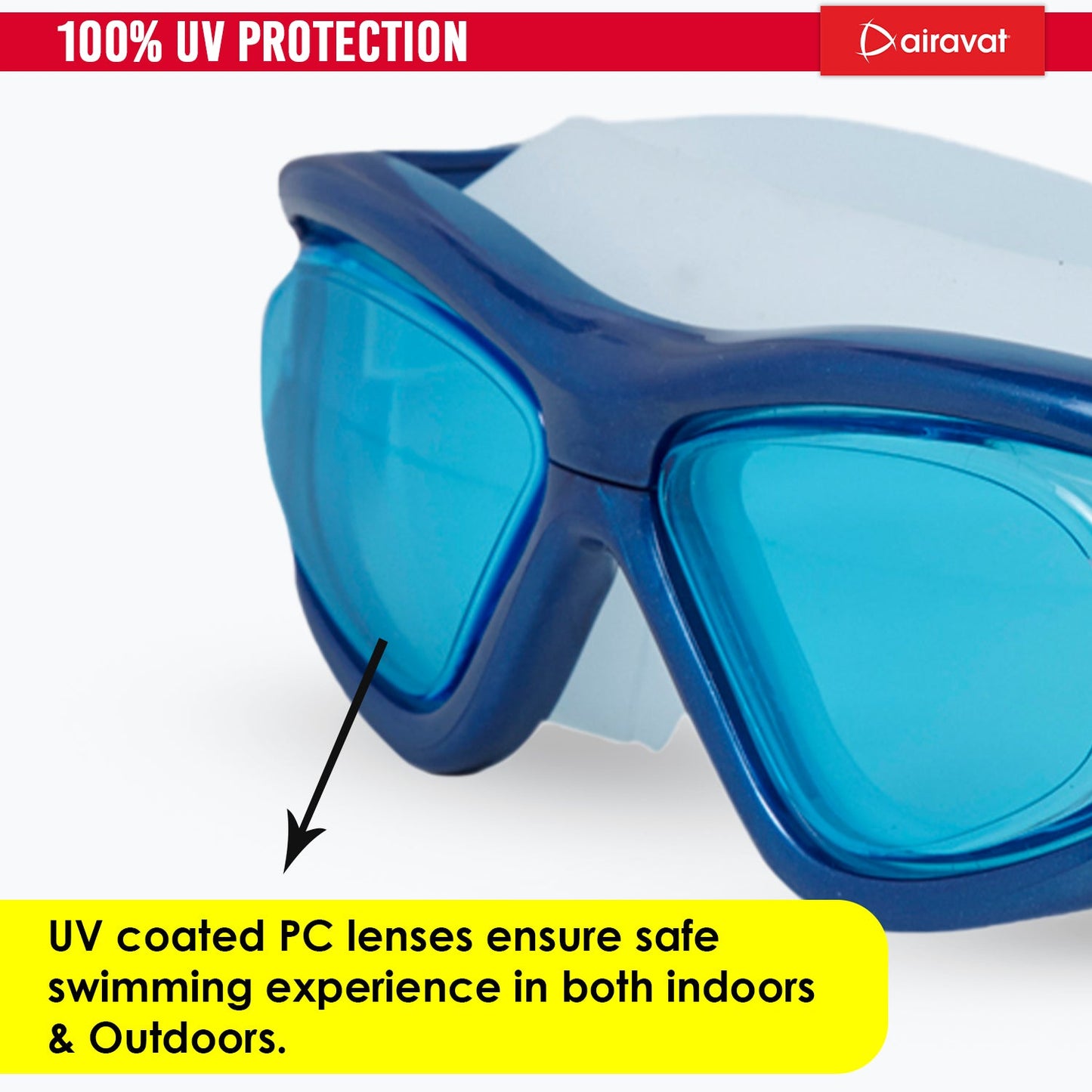 Airavat Lotan Swimming Goggles – Anti-Fog, UV Protection, No-Leak Polycarbonate Swim Glasses for Men, Women & Youth - Best Price online Prokicksports.com