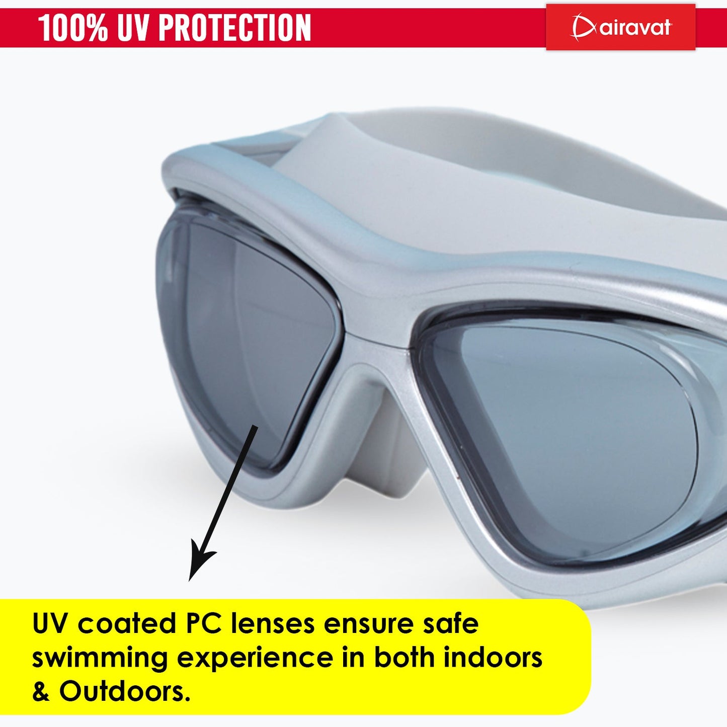 Airavat Lotan Swimming Goggles – Anti-Fog, UV Protection, No-Leak Polycarbonate Swim Glasses for Men, Women & Youth - Best Price online Prokicksports.com