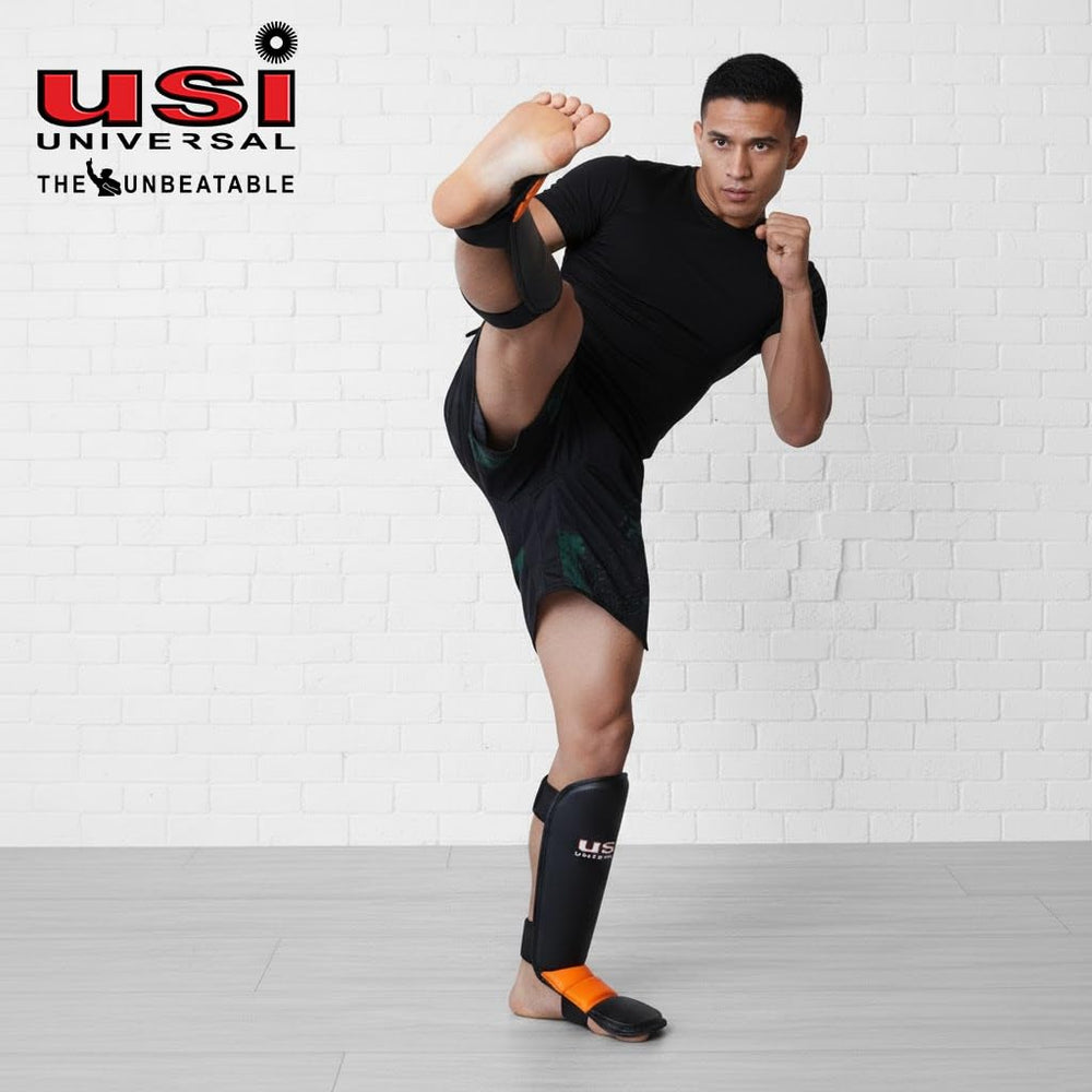 USI Universal 850MA Shin Pads | Lightweight PU Construction & Neoprene Strap Closure for Muay Thai & MMA - Best Price online Prokicksports.com