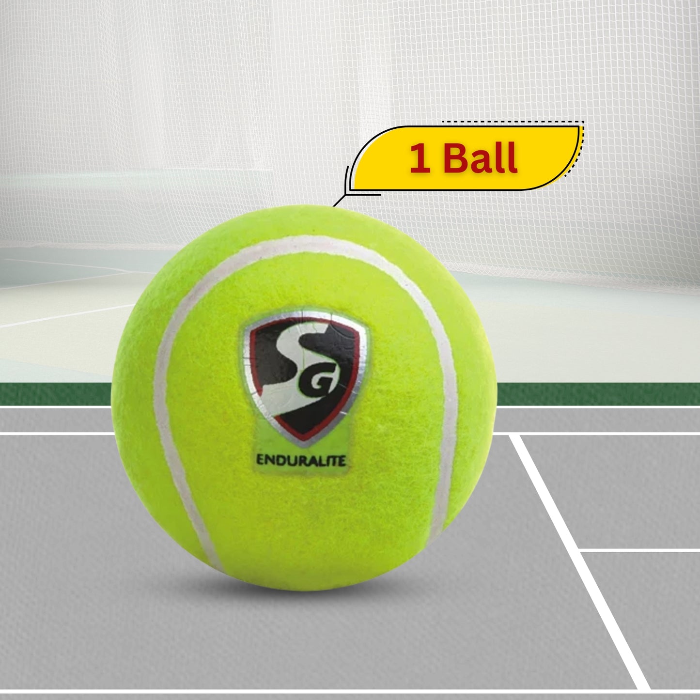 SG Enduralite Cricket Tennis Ball, 1Pc - Yellow - Best Price online Prokicksports.com