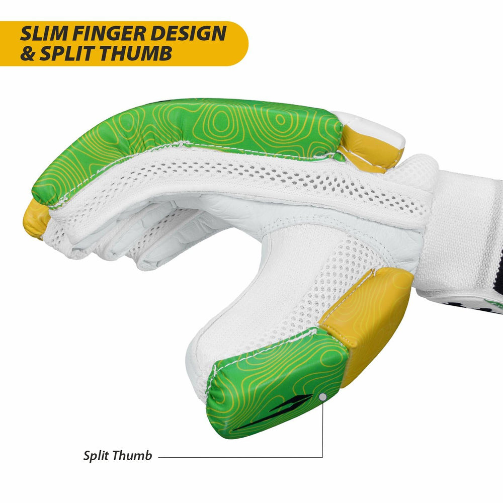 DSC Intense Attitude Cricket Batting Gloves (Men's Size, Left Hand ) – Lightweight Multi-Flex Finger Roll Protection with Cotton & Leather Palm