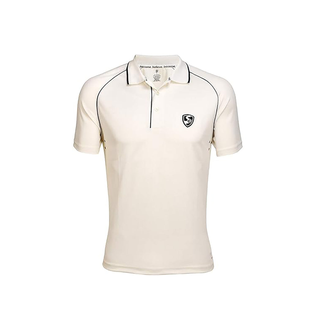 SG Legend Half Sleeves Cricket T-shirt – Lightweight White Polyester Jersey with Breathable Moisture-Wicking Fabric, Comfortable Fit for Match and Practice Use