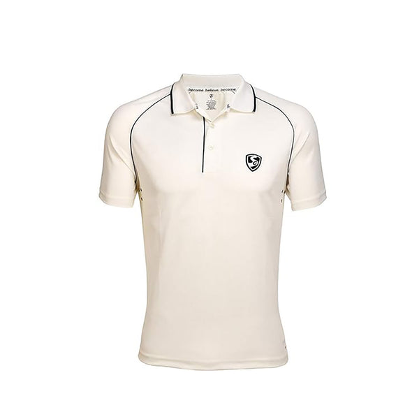 SG Legend Half Sleeves Cricket T-shirt – Lightweight White Polyester Jersey with Breathable Moisture-Wicking Fabric, Comfortable Fit for Match and Practice Use