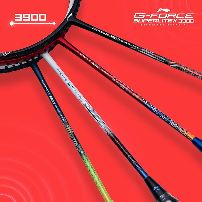 Li-Ning G-Force 3900 Superlite II Carbon-Fiber Strung Badminton Racquet – Lightweight Professional Racket with Free Full Cover