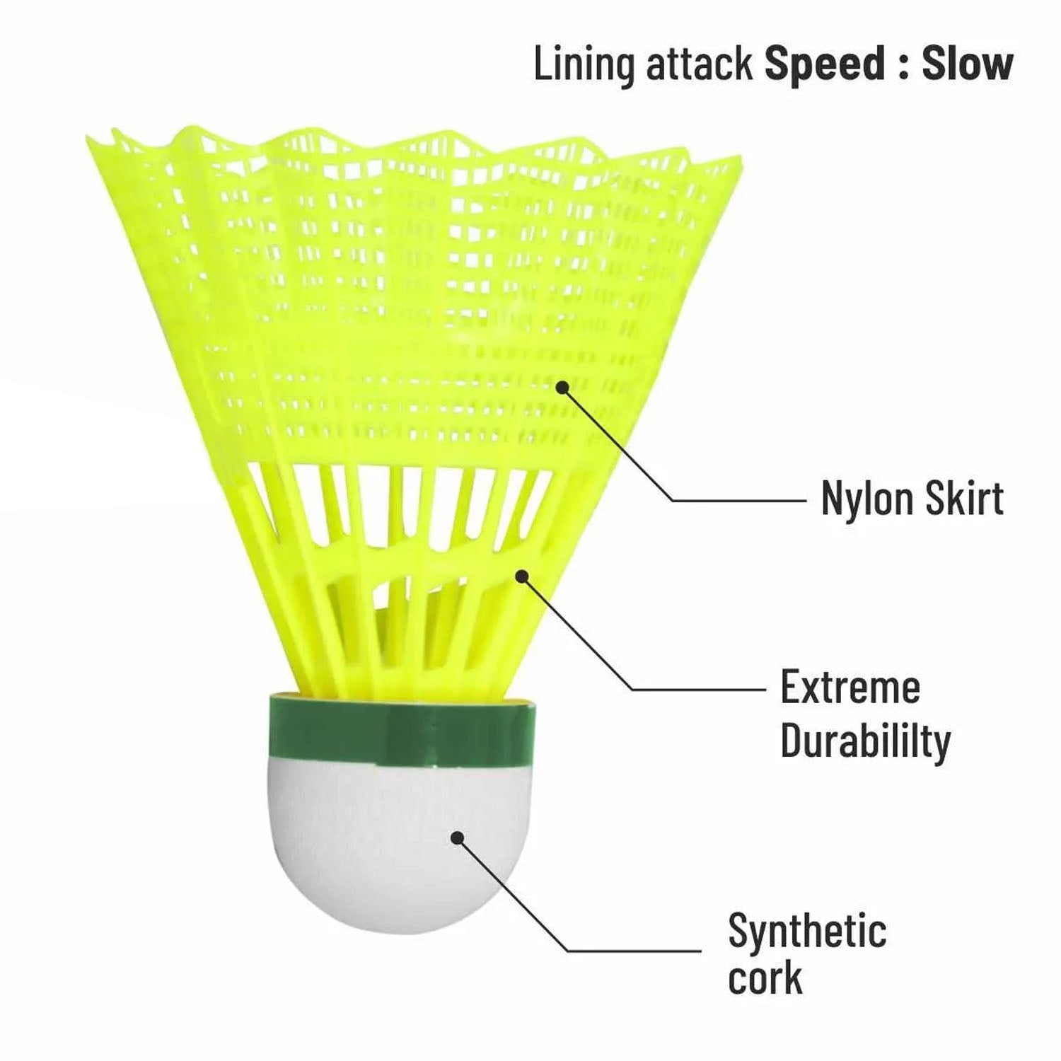 Li-Ning Attack Nylon Shuttlecock Slow Speed, Yellow - Best Price online Prokicksports.com