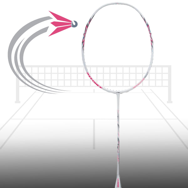 Li-Ning Axforce Big Bang Unstrung Badminton Racquet, Pearl White/Neon Iridescent Pink