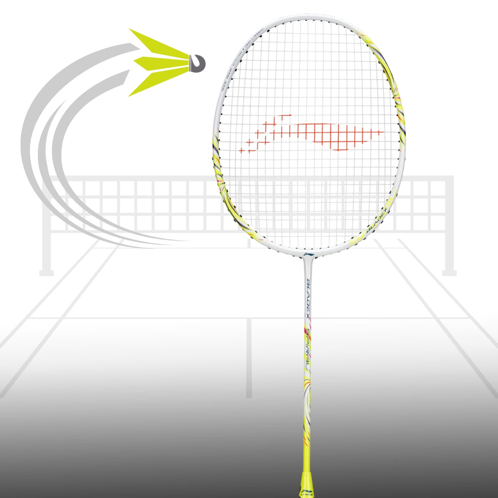 Li-Ning Bladex Spiral Unstrung Badminton Racquet, White/Lime