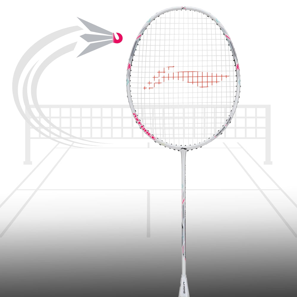 Li-Ning Axforce Light Cannon Badminton Racquet | Ultra-Light Unstrung Frame | White | High Modulus Carbon Fiber | Speed & Control | Intermediate to Advanced