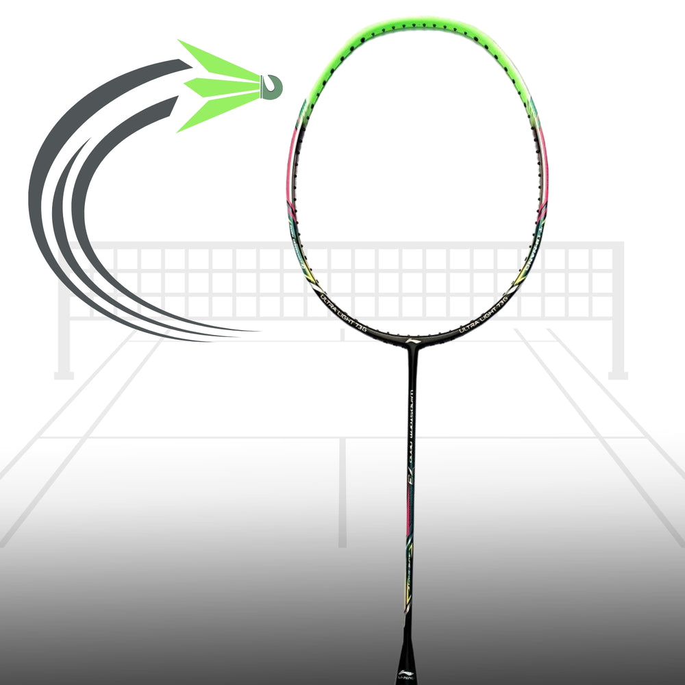 Li-Ning Windstorm Nano 73 Professional Badminton Racquet | Ultra-Light 73g Frame | High Modulus Graphite | Aerotec Beam System | Unstrung Black/Green