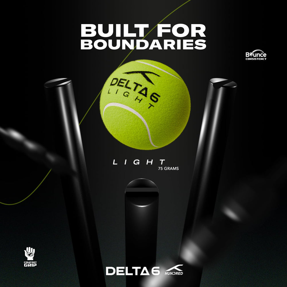 Hundred Delta 6 Light Cricket Tennis Balls – Neon Yellow Practice Balls Pack of 6 for Gully Cricket, Nets & Soft Ball Matches - Best Price online Prokicksports.com