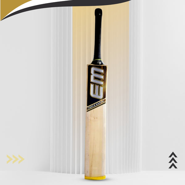 EM Triple Barrel Kashmir Willow Tennis Cricket Bat – SH (Short Handle), Power Hitting Bat for Tennis Ball Cricket