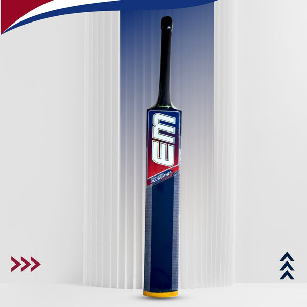 EM Double Barrel All Weather Kashmir Willow Tennis Cricket Bat – SH (Short Handle), Durable Power Bat for Tennis Ball Cricket
