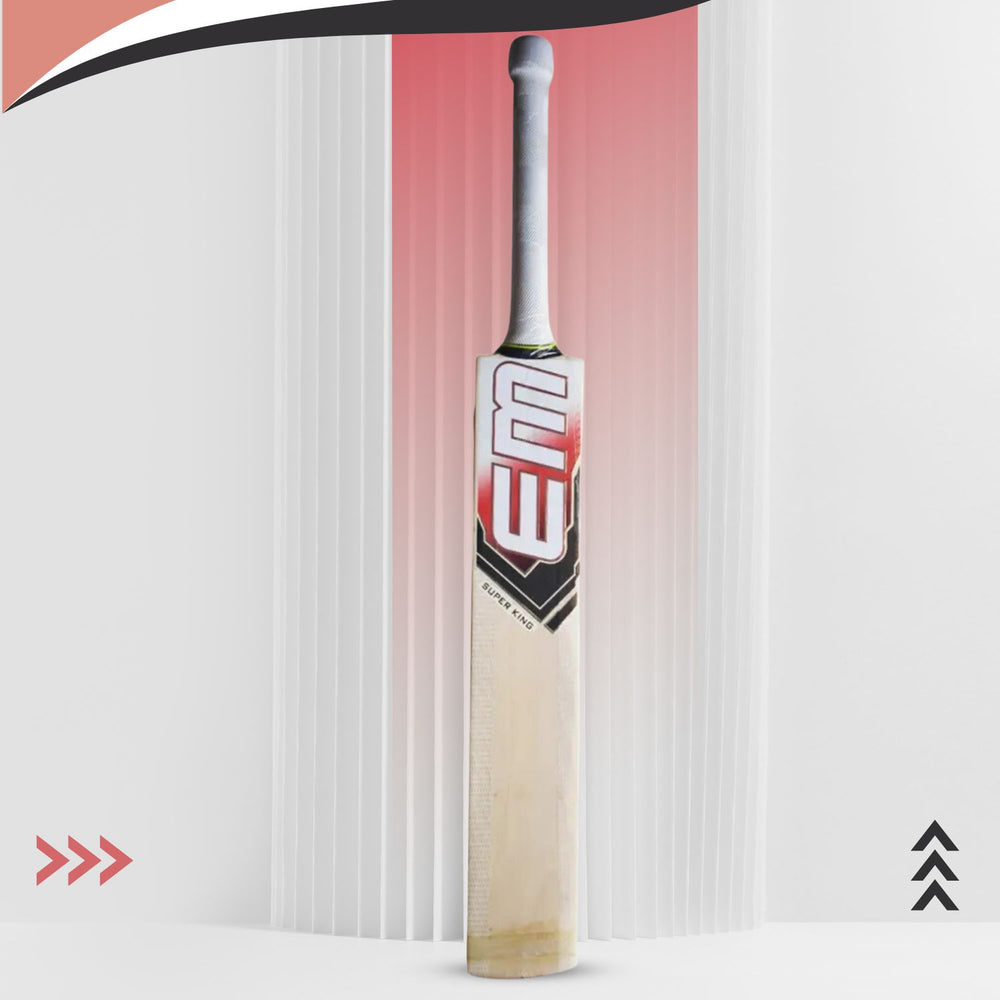 EM Super King Kashmir Willow Tennis Cricket Bat – SH (Short Handle), Lightweight Power Bat for Tennis Ball Cricket