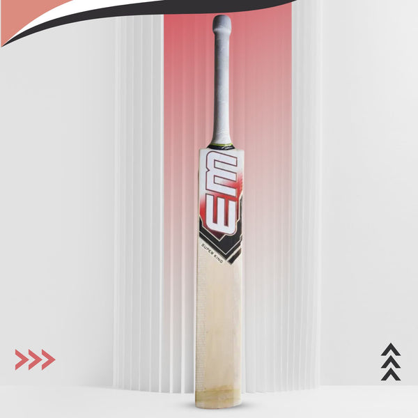 EM Super King Kashmir Willow Tennis Cricket Bat – SH (Short Handle), Lightweight Power Bat for Tennis Ball Cricket