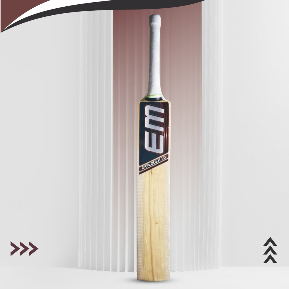EM Exploder 1.0 Kashmir Willow Tennis Cricket Bat – SH (Short Handle), Lightweight Power Bat for Tennis Ball Cricket
