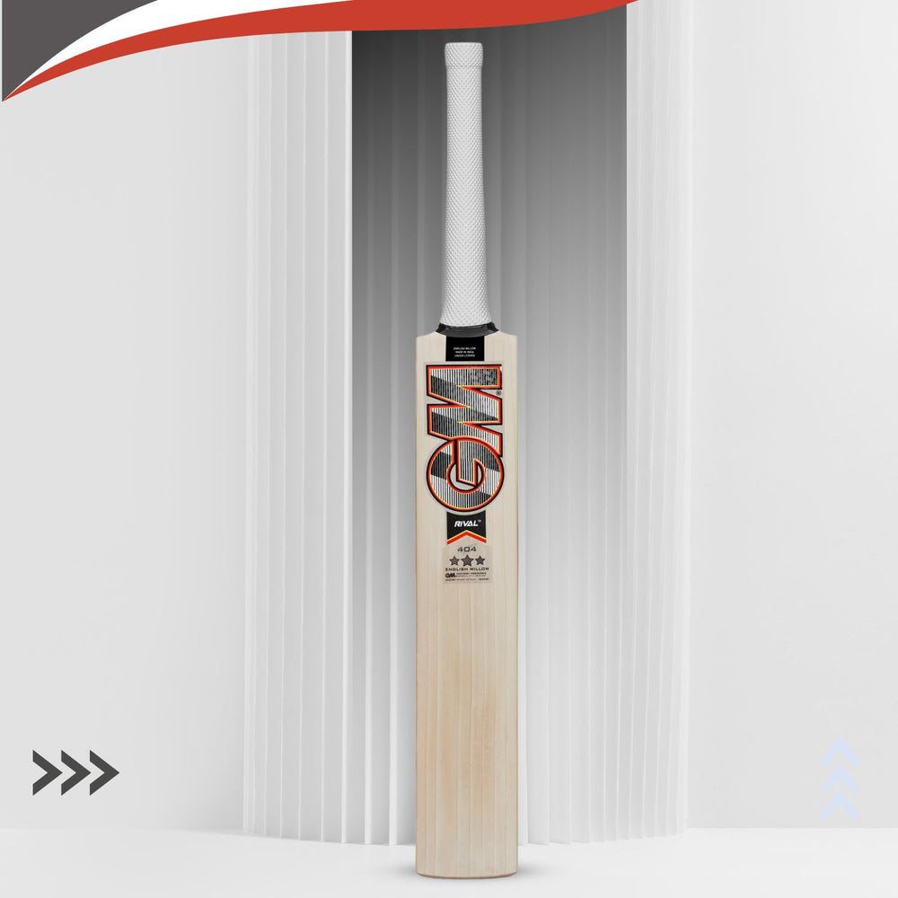 GM Rival 404 English Willow Cricket Bat – SH (Short Handle), Lightweight Power Bat for Leather Ball Cricket