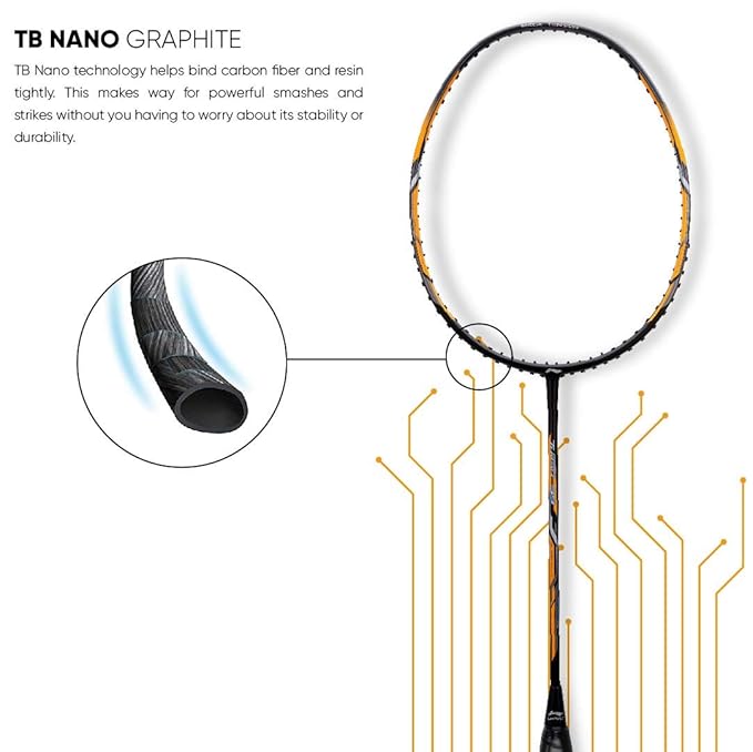 Li-Ning Turbo 99 UNSTRUNG Carbon Fibre Badminton Racket with Free Full Cover – Black/Gold | Lightweight & Durable Racket for Precision and Power - Best Price online Prokicksports.com