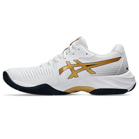 ASICS Netburner Ballistic FF3 Men's Indoor Court Shoes | White/Pure Gold | Lightweight Volleyball & Badminton Shoes with GEL Cushioning | Superior Grip & Stability for Fast Movements - Best Price online Prokicksports.com