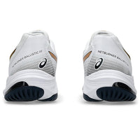 ASICS Netburner Ballistic FF3 Men's Indoor Court Shoes | White/Pure Gold | Lightweight Volleyball & Badminton Shoes with GEL Cushioning | Superior Grip & Stability for Fast Movements - Best Price online Prokicksports.com