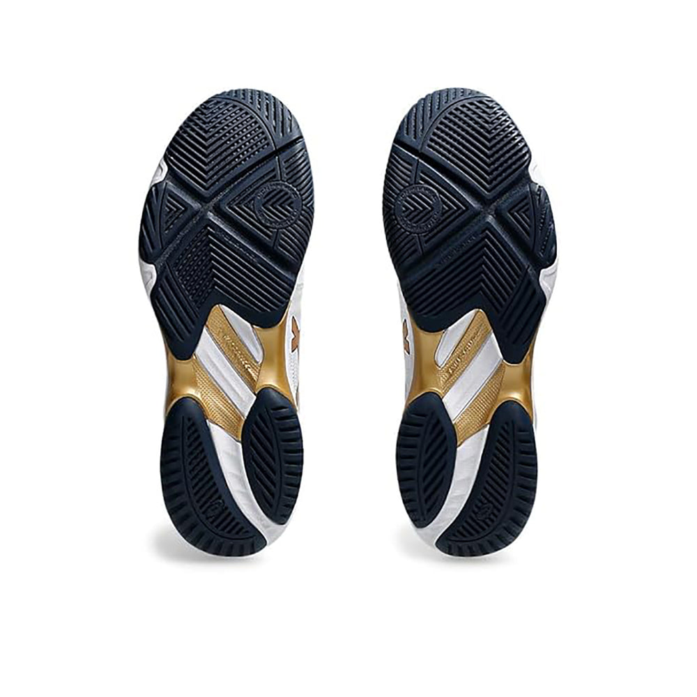ASICS Netburner Ballistic FF3 Men's Indoor Court Shoes | White/Pure Gold | Lightweight Volleyball & Badminton Shoes with GEL Cushioning | Superior Grip & Stability for Fast Movements - Best Price online Prokicksports.com