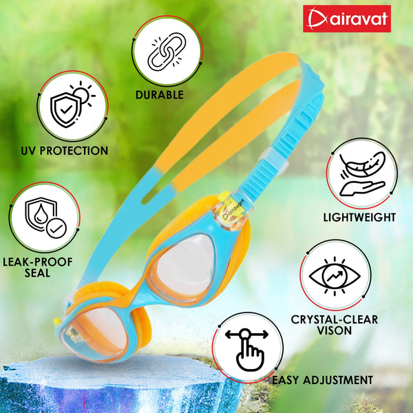Airavat Mizu 1018 Junior Swimming Goggles – Anti-Fog, UV Protection, Leak-Proof Swim Glasses for Kids & Teens