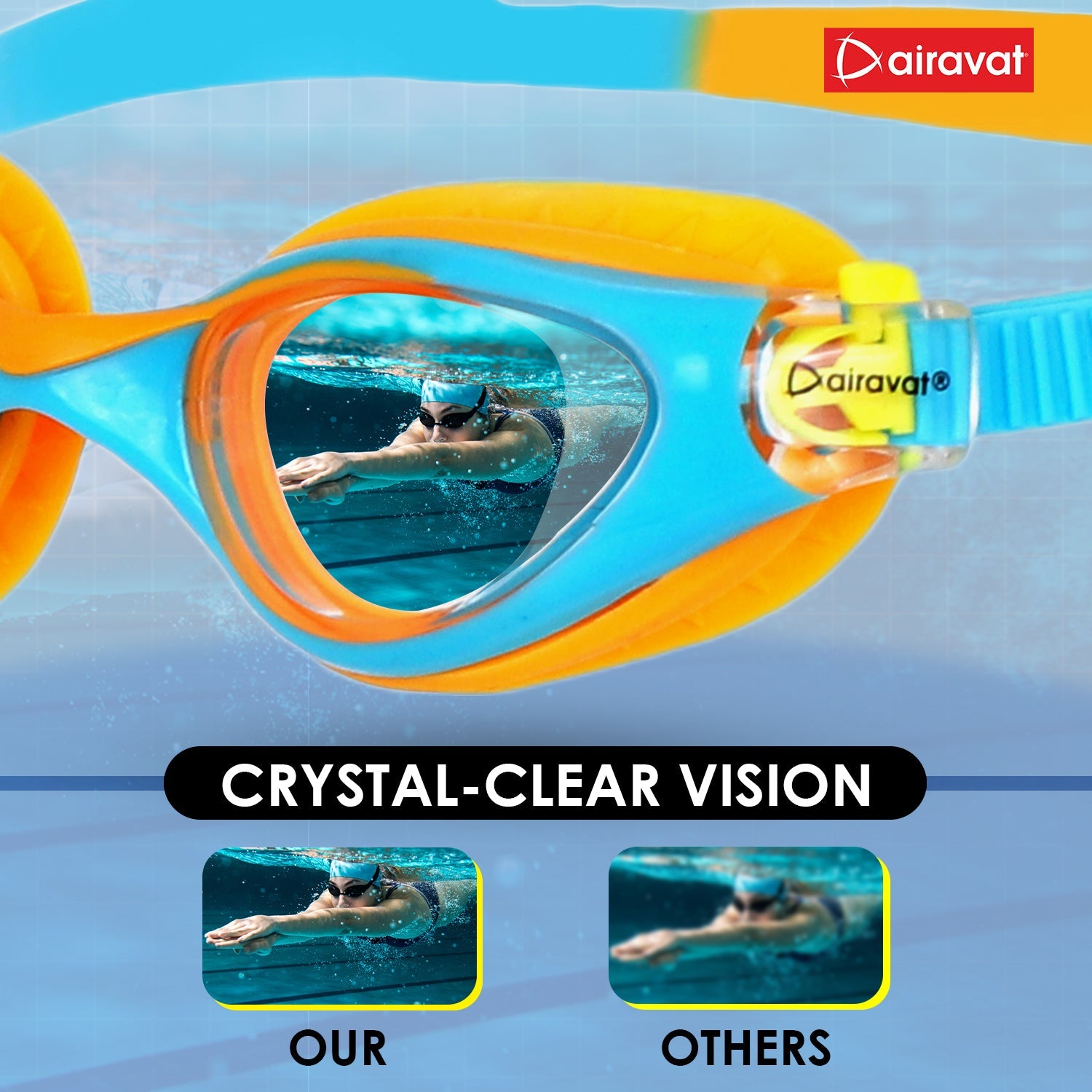 Airavat Mizu 1018 Junior Swimming Goggles – Anti-Fog, UV Protection, Leak-Proof Swim Glasses for Kids & Teens - Best Price online Prokicksports.com