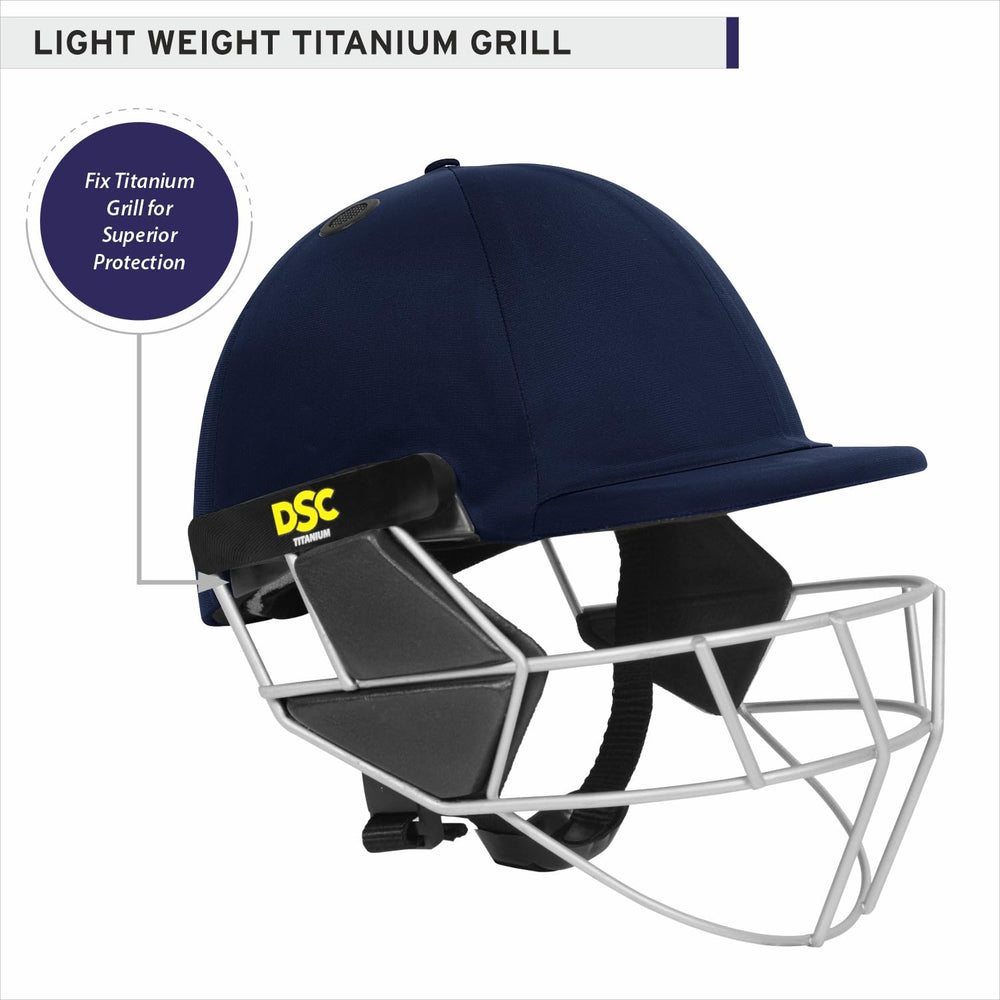 DSC Scud LITE Titanium Premium Cricket Helmet  – Ultra-Lightweight ABS & Titanium Grill Professional Helmet | Navy