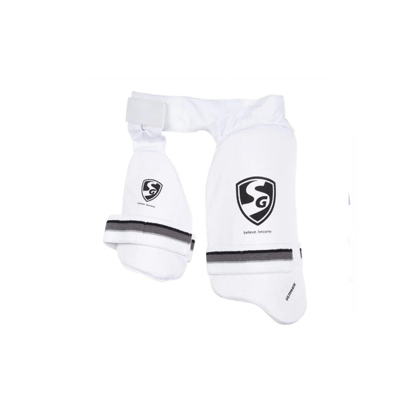 SG Combo KLR Ultimate Thigh Pad White / Junior / LH (White/Grey, Adult LH) | Dual Thigh Batting Protective Guard