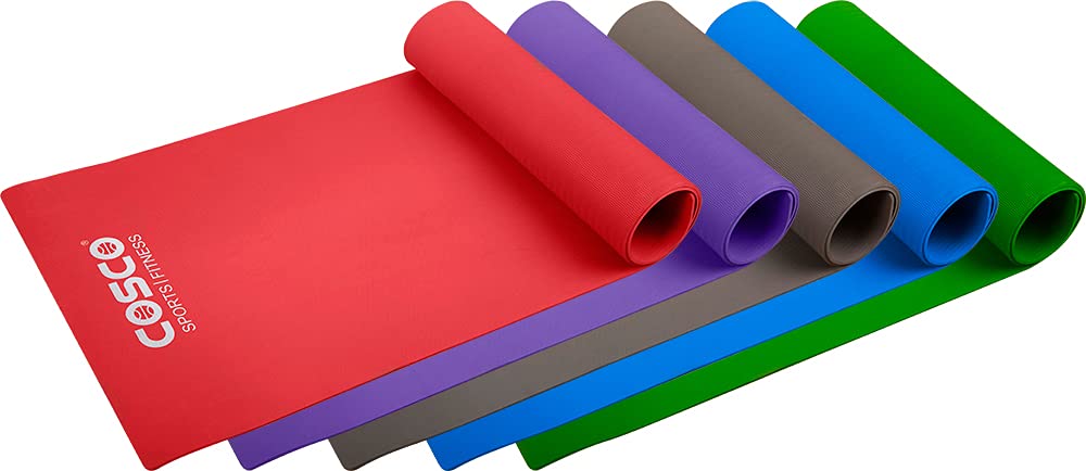 Cosco FIT 6mm EVA Yoga Mat (Assorted Colours) – Eco-Friendly Anti-Skid Fitness Mat with Carrying Strap