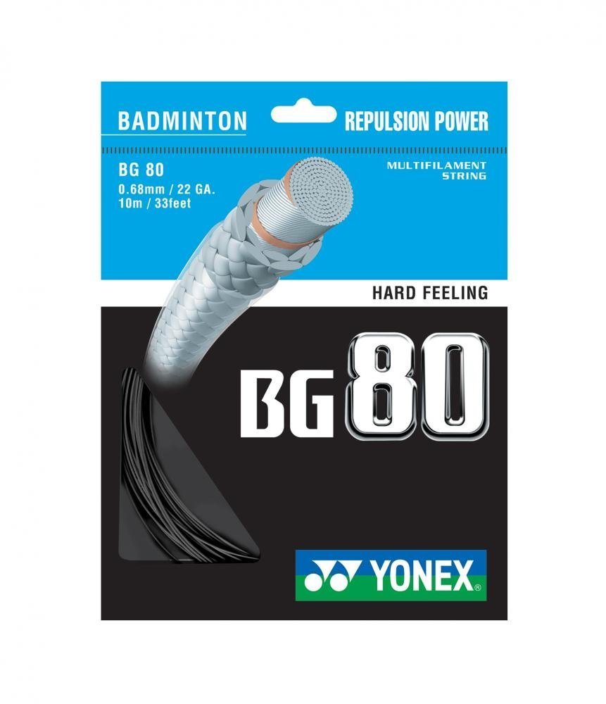 Yonex BG80 High-Modulus Vectran Badminton String (0.68mm Gauge) | Hard Touch & High-Repulsion Power String