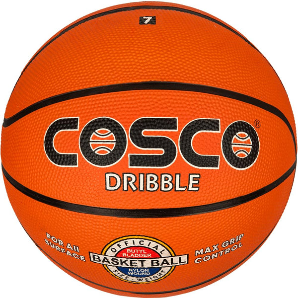 Cosco Nylon Dribble Rubber Basketball (Size 7, Orange) | Durable Waterproof Outdoor Basketball