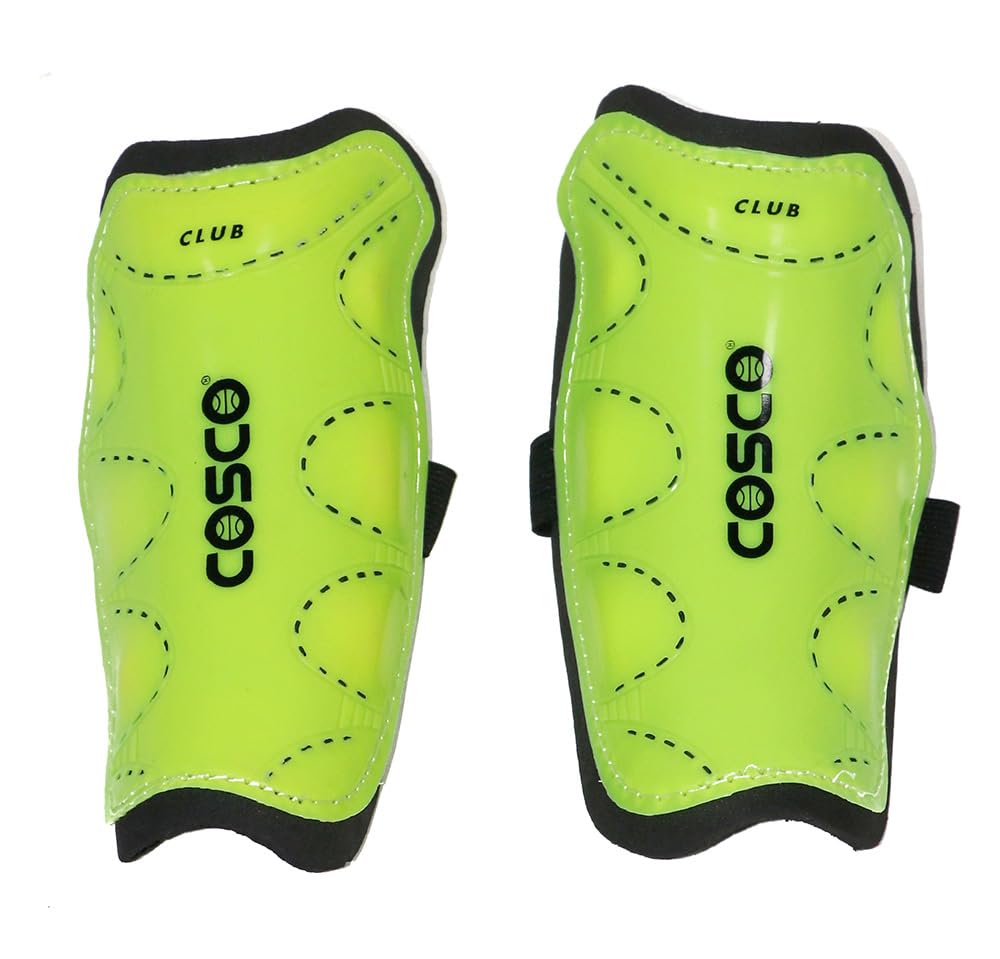 Cosco Club Football Shin Guards (Black) – Compact Lightweight Protective Gear with PP Shell & EVA Foam Backing