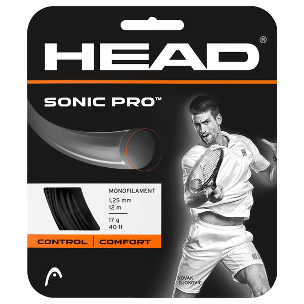 HEAD Sonic Pro Tennis String Set (Black, 16G / 1.30mm) | Soft Co-Polyester Monofilament String