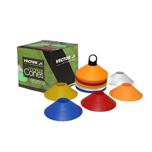 Vector X 3-Inch Training Space Marker Cones with Stand (Multicolor, Pack of 50) | Agility & Boundary Cones for Sports & Fitness Drills
