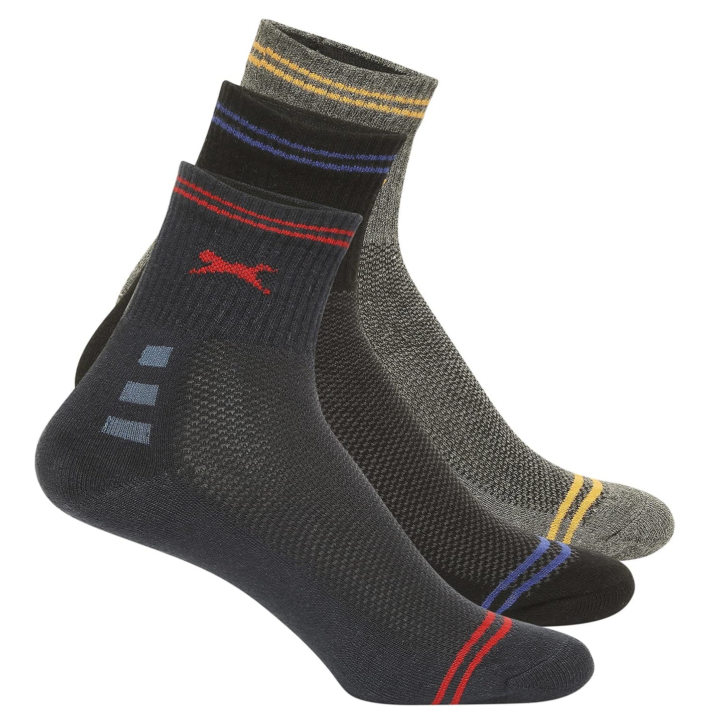 Black Panther Trio Sports Socks (Free Size, Assorted) | Pack of 3 Ankle Length Running Socks
