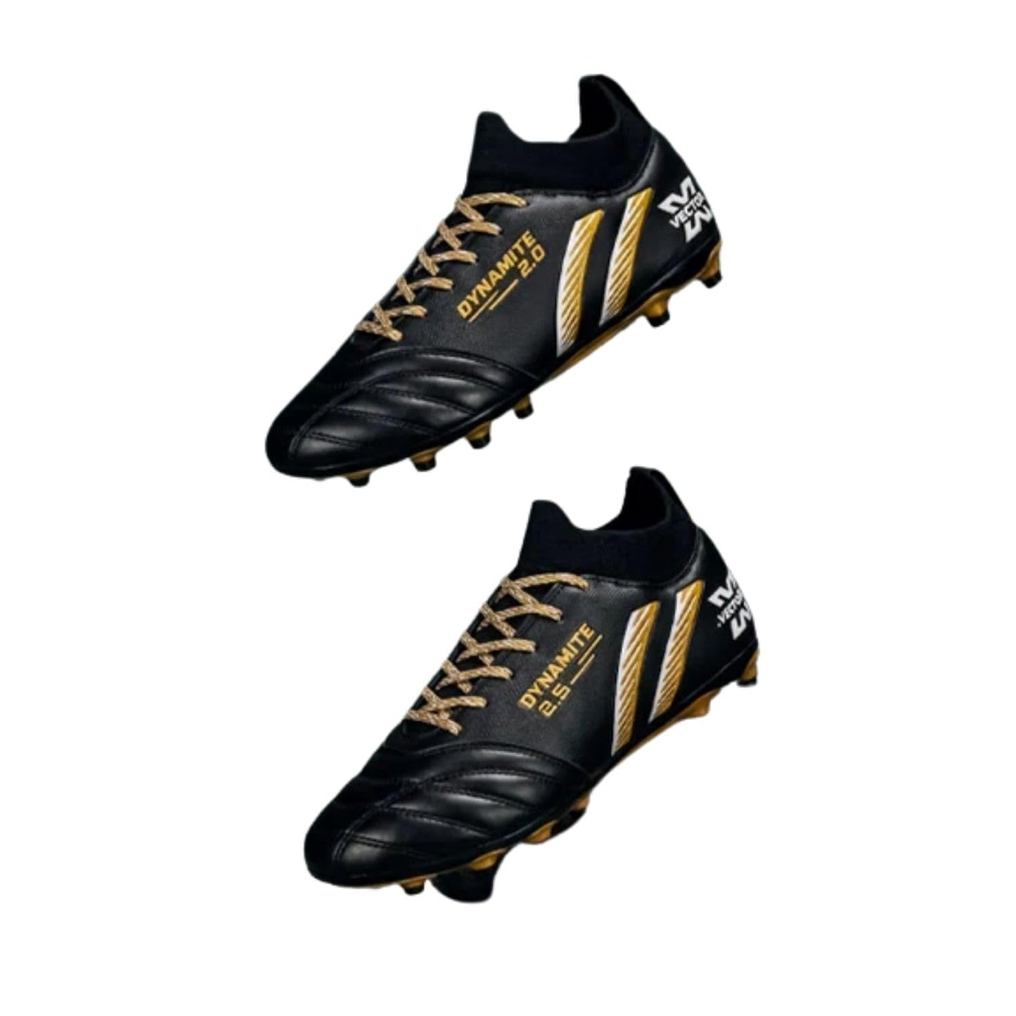 Vector X Dynamite 2.0 Kids Football Shoes (Black/Gold) | Lightweight Multi-Surface Soccer Footwear for Kids