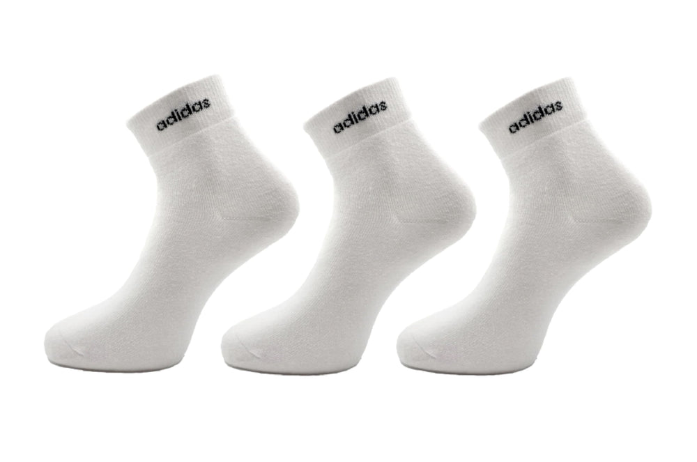Adidas Cushioned Sportswear Ankle Length Socks - 3 Pairs (Ad-7093, White) | Premium Breathable Cotton Athletic Socks | M | (Classic White) - Best Price online Prokicksports.com