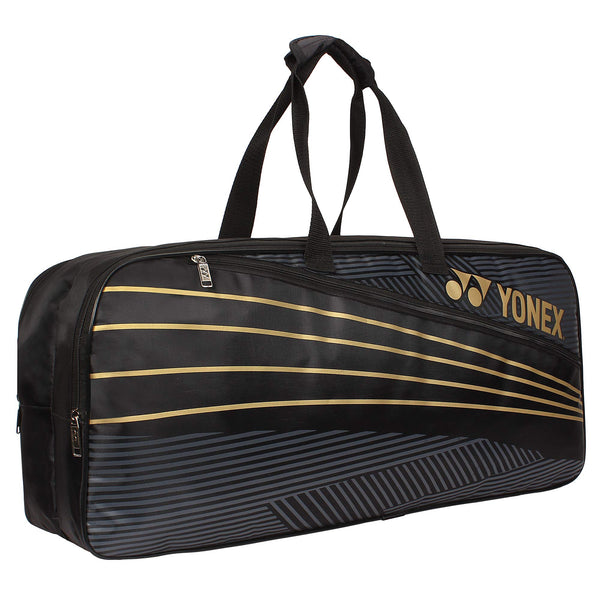 Yonex SUNR 1926 PU Leather 2-Racquet Badminton Kitbag (Black/Gold) | Lightweight Single Compartment Racket Bag