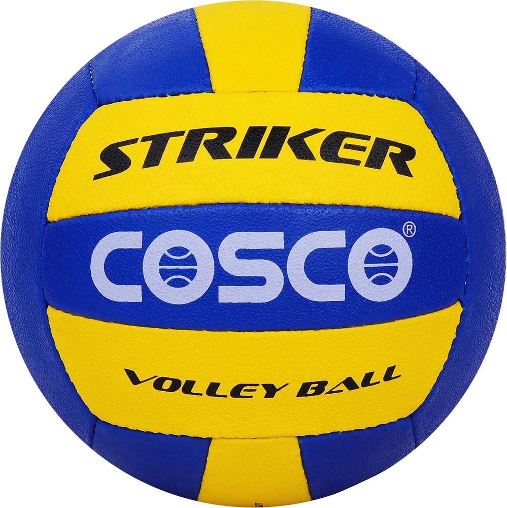 Cosco Striker Volleyball (Size 4, Multicolour) – Hand-Sewn Polyurethane (PU) Synthetic Leather Volleyball with Latex Bladder