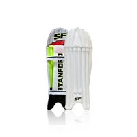 SF Club Wicket Keeping Legguards | White and Lime Lightweight High Density Foam Pads