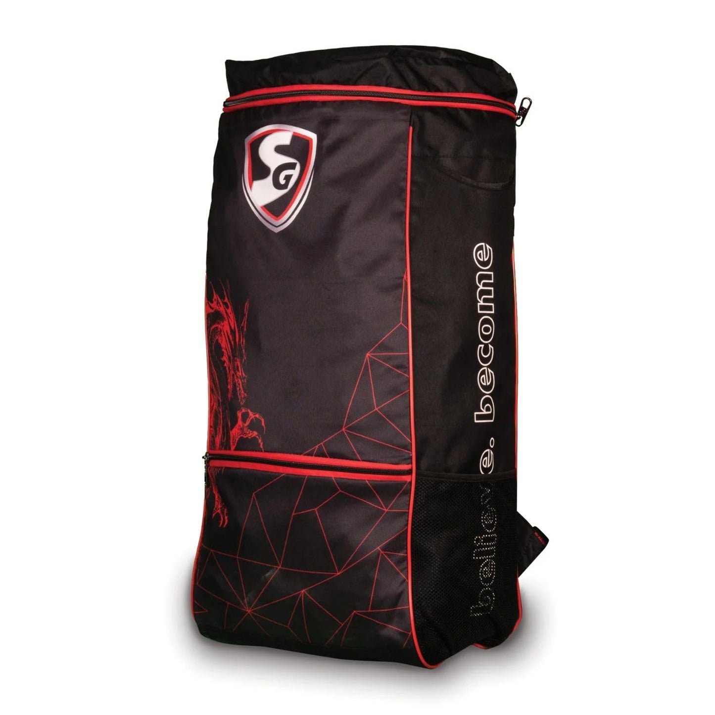 SG Dragon Optipak Duffle 1.0 Cricket Kit Bag (Black/Red, 35L) | Compact &amp; Durable Duffle Cricket Bag