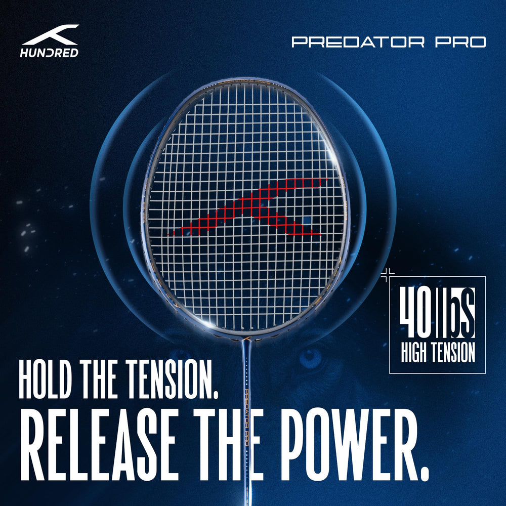 Hundred Predator Pro Strung Badminton Racquet (HBRX-5S073-1) | Aerodynamic Fast-Attacking Racquet with Full Cover